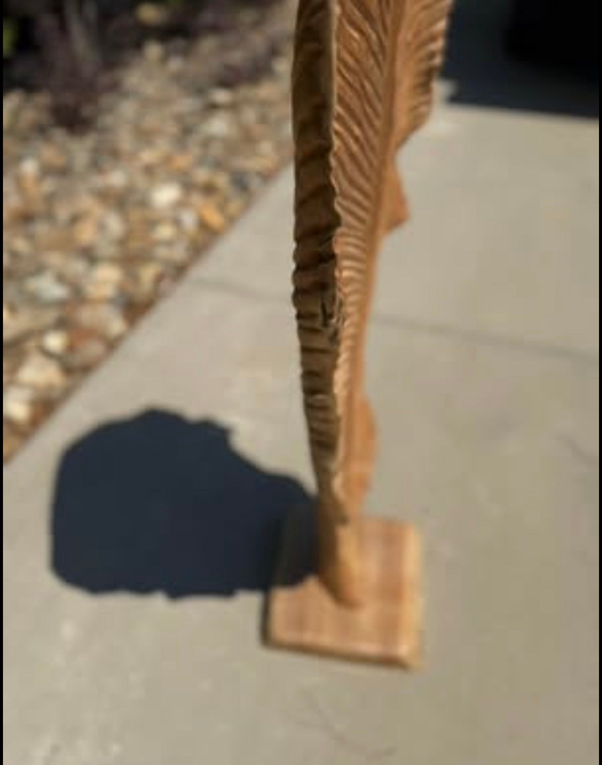 49" Hand-Carved Teak Wood Leaf Sculpture | Floor Standing Natural Wood Art