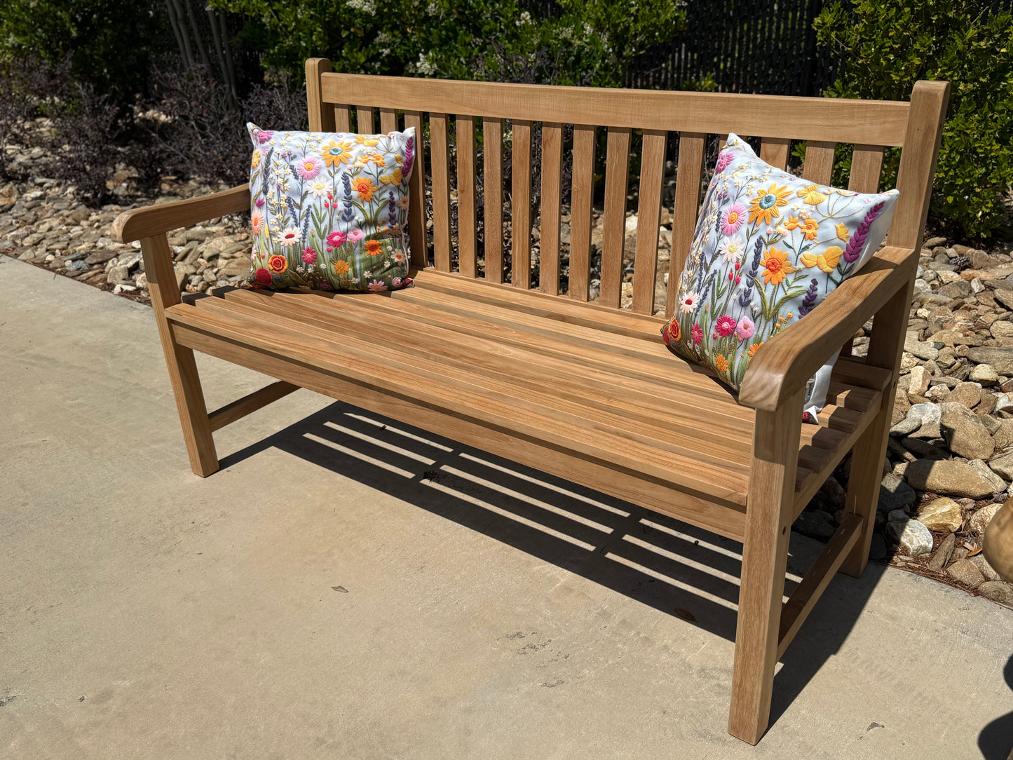 5ft Solid Teak Outdoor Garden Bench | Classic Slatted Park Bench
