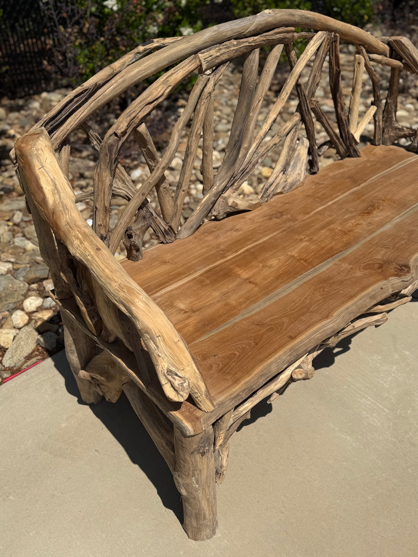 5ft Heirloom Driftwood Bench | Made From 400-Year-Old Teak Roots