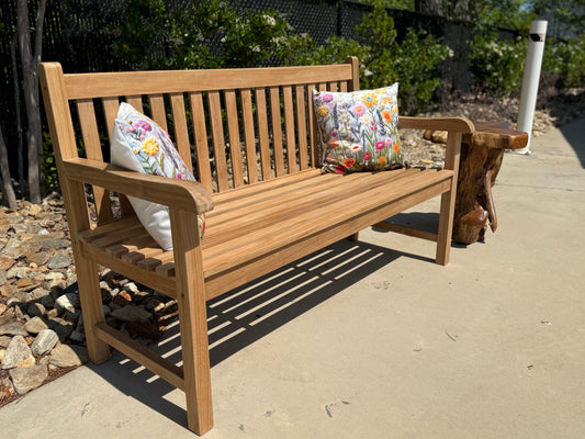 5ft Solid Teak Outdoor Garden Bench | Classic Slatted Park Bench