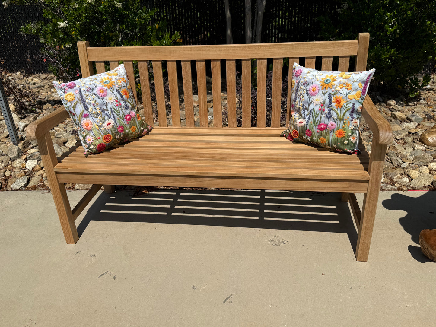 5ft Solid Teak Outdoor Garden Bench | Classic Slatted Park Bench