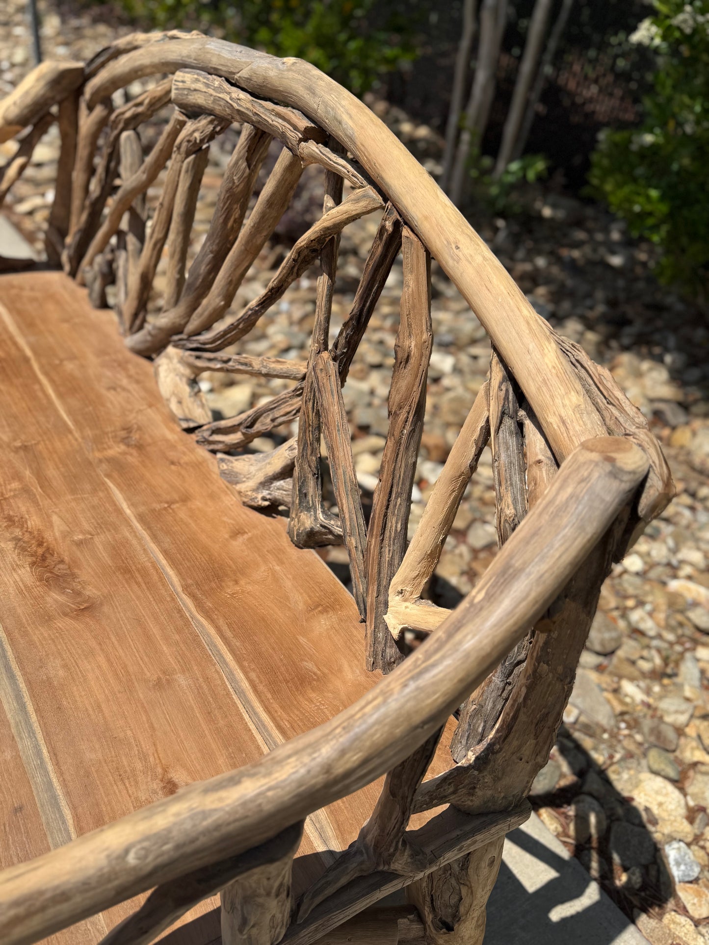 5ft Heirloom Driftwood Bench | Made From 400-Year-Old Teak Roots