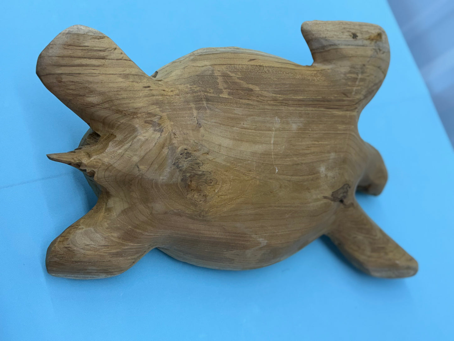 Hand-Carved Wooden Sea Turtle Statue - Rustic Coastal Home Decor