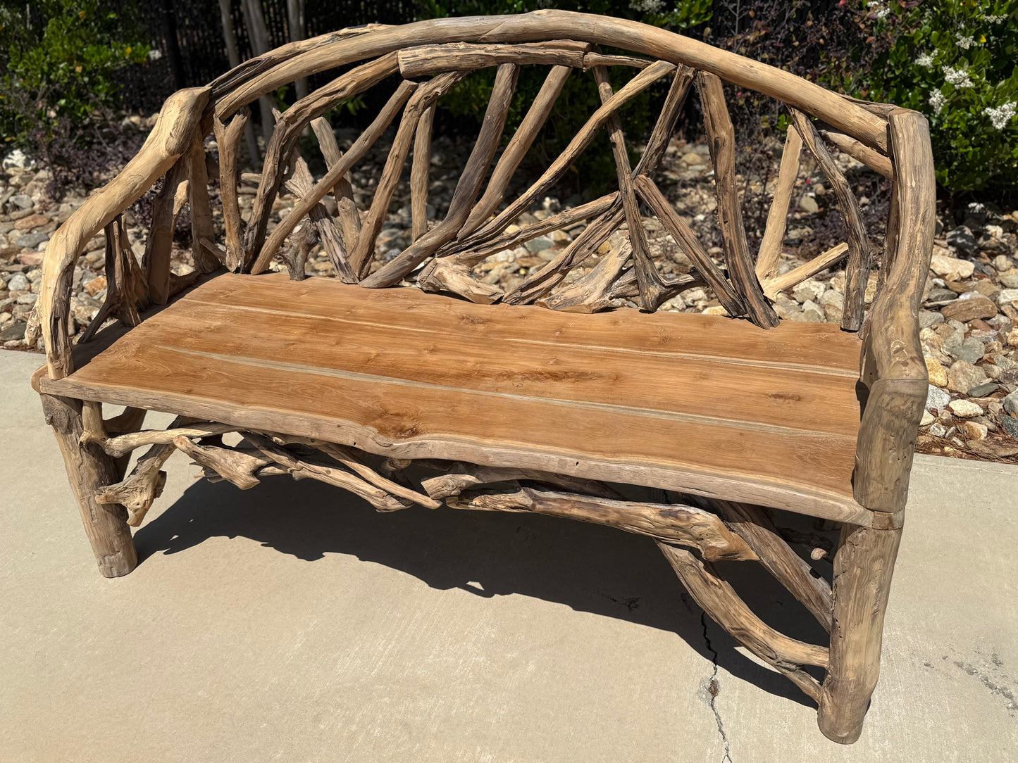 5ft Heirloom Driftwood Bench | Made From 400-Year-Old Teak Roots