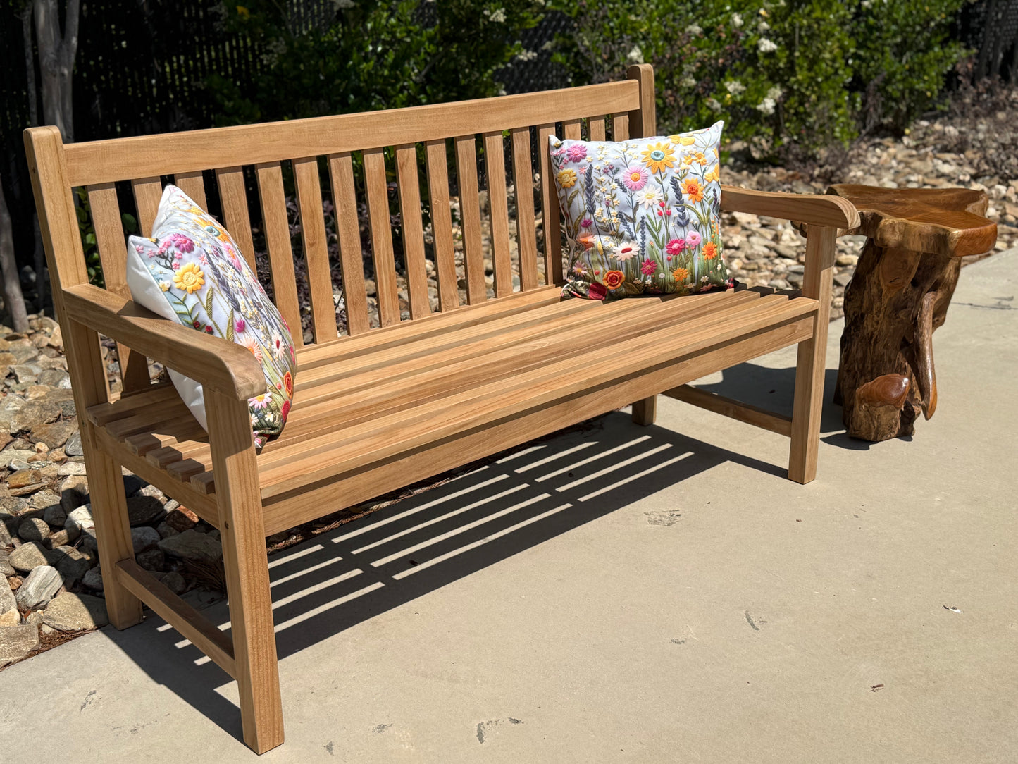 5ft Solid Teak Outdoor Garden Bench | Classic Slatted Park Bench